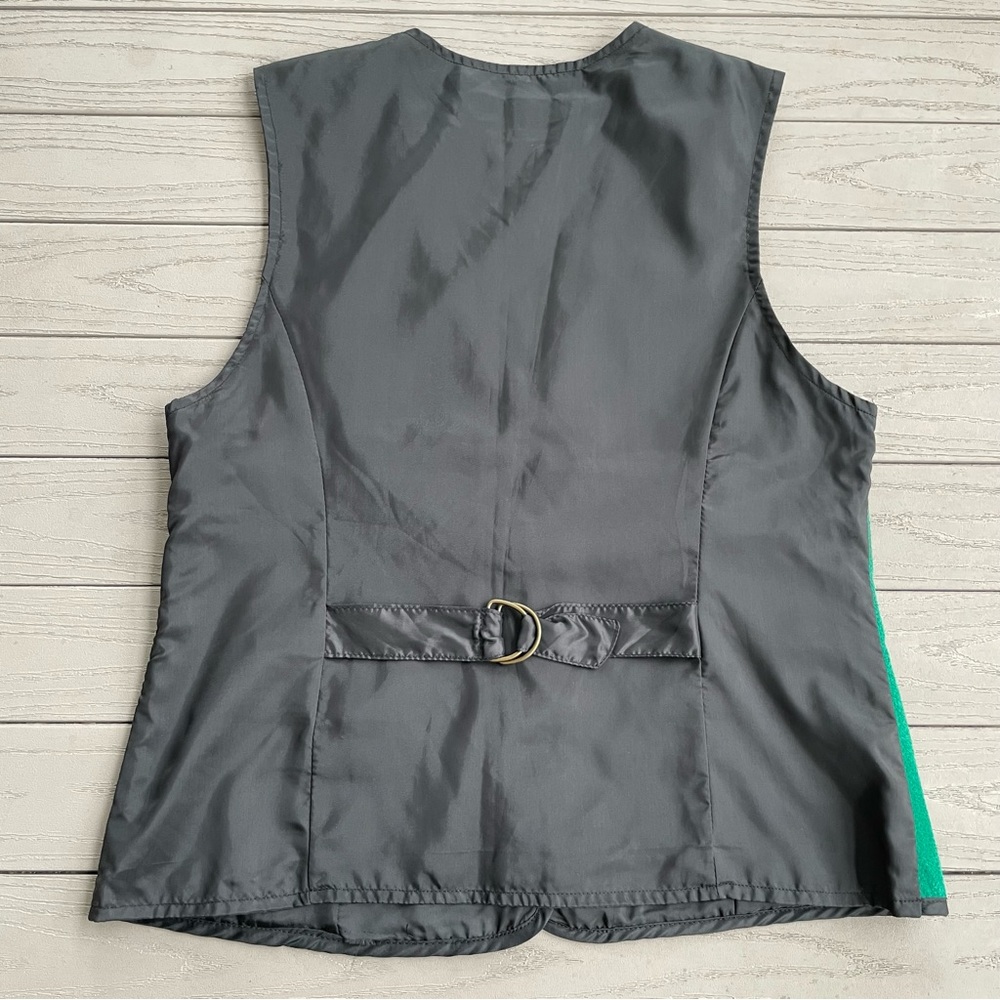 Diane Von Furstenberg The Color Authority Vest  Green Leather Suede Buttoned S - Picture 4 of 5